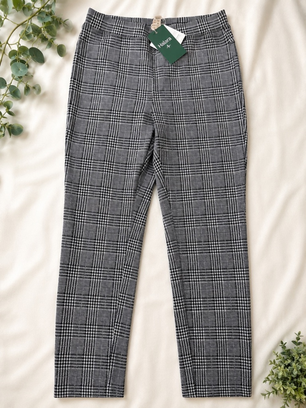 NWT Halara Everyday High Waisted Plaid Pull On Pants Sm/R Bussiness Casual P398